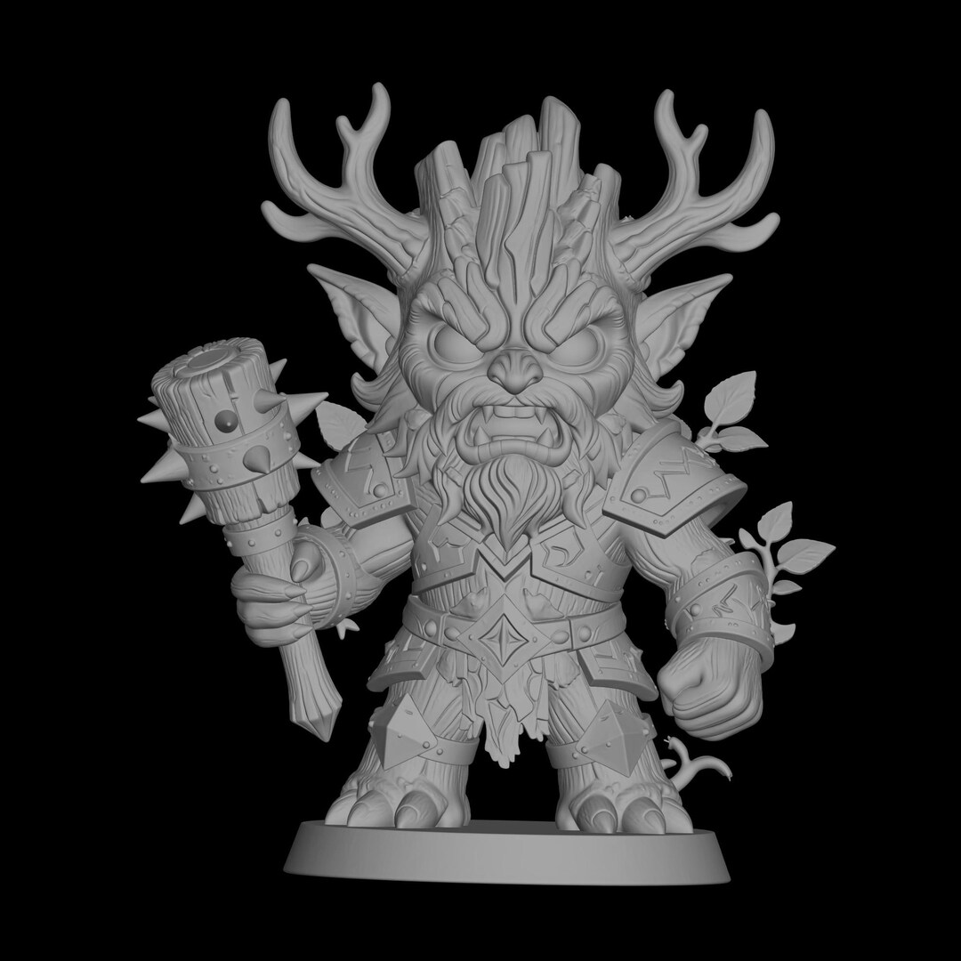 Guardian Treefolk Chibi Treefolk Druid Warrior STL – Fantasy Forest Guardian Miniature ...