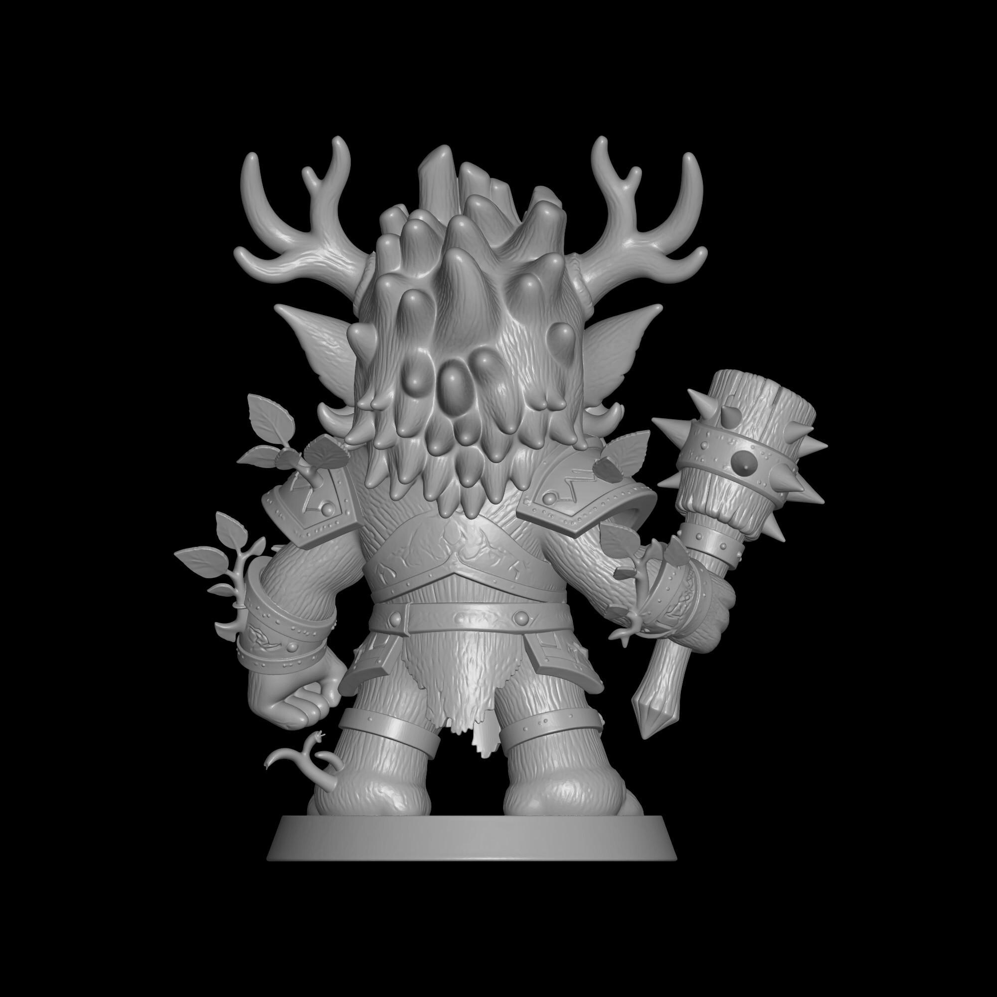 Guardian Treefolk Chibi Treefolk Druid Warrior STL – Fantasy Forest Guardian Miniature ...