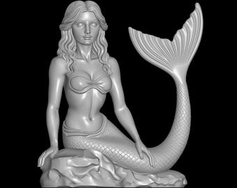 Mermaid STL File – Mermaid Statue 3D Print Model