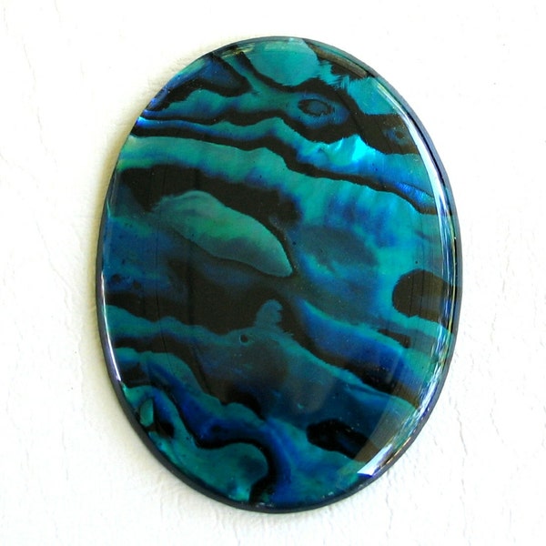 Blue Green  Paua Shell Cabochon, Abalone 40x30mm