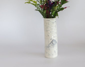 Ceramic Vase: Birch Branch Design for Elegant Cut Flower Displays