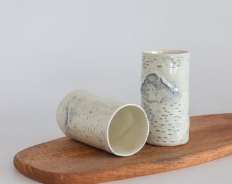 Porcelain Tumbler with birch texture