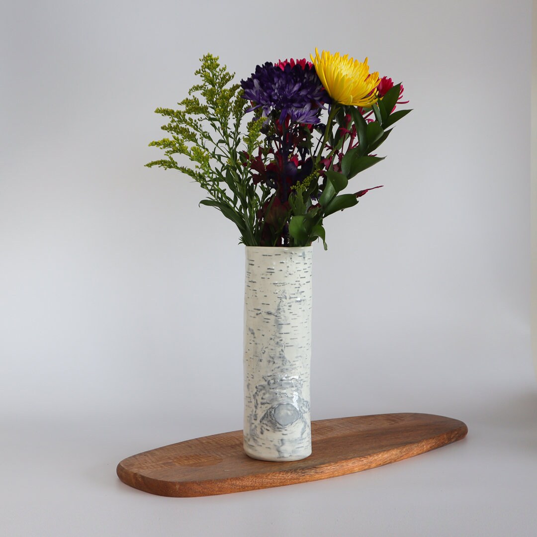 Ceramic Vase Birch Branch Design for Elegant Cut Flower Etsy