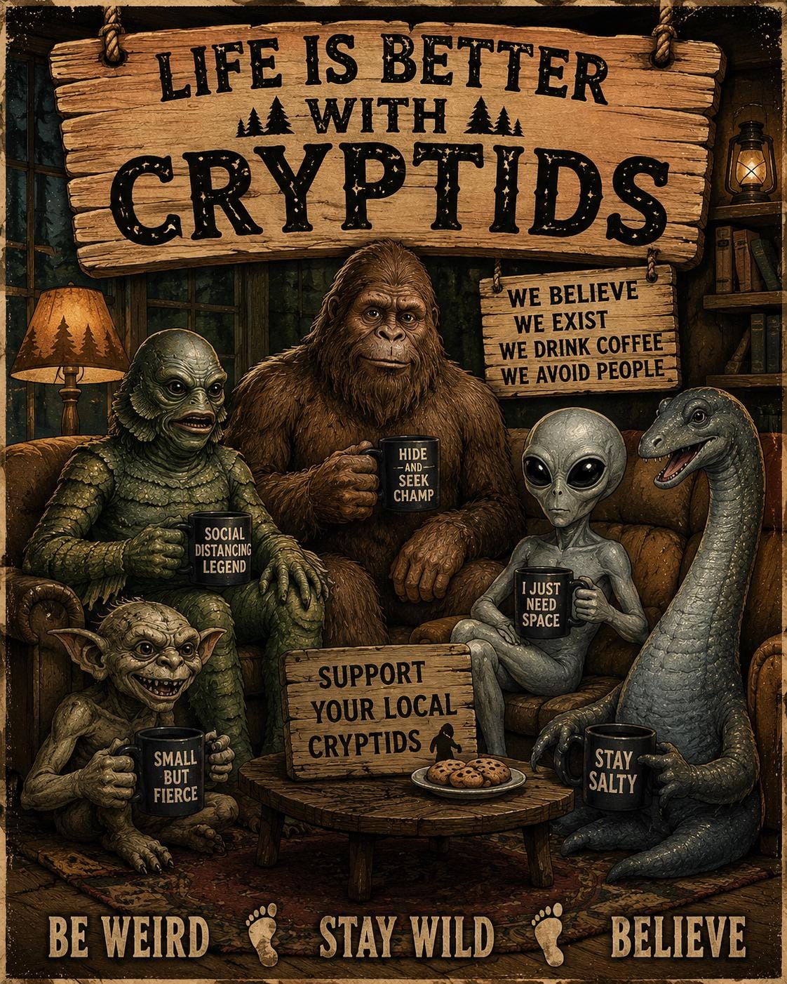 DIGITAL DOWNLOAD | Funny Cryptid Art | Bigfoot and Friends ...