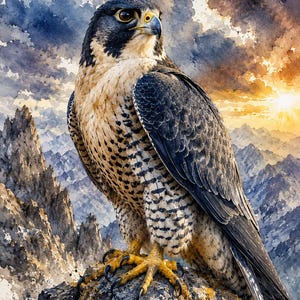 DIGITAL DOWNLOAD | Peregrine Falcon Watercolor Art | Majestic Bird of Prey | Mountain Wildlife Artwork | Falcon Art | Nature Lover Gift