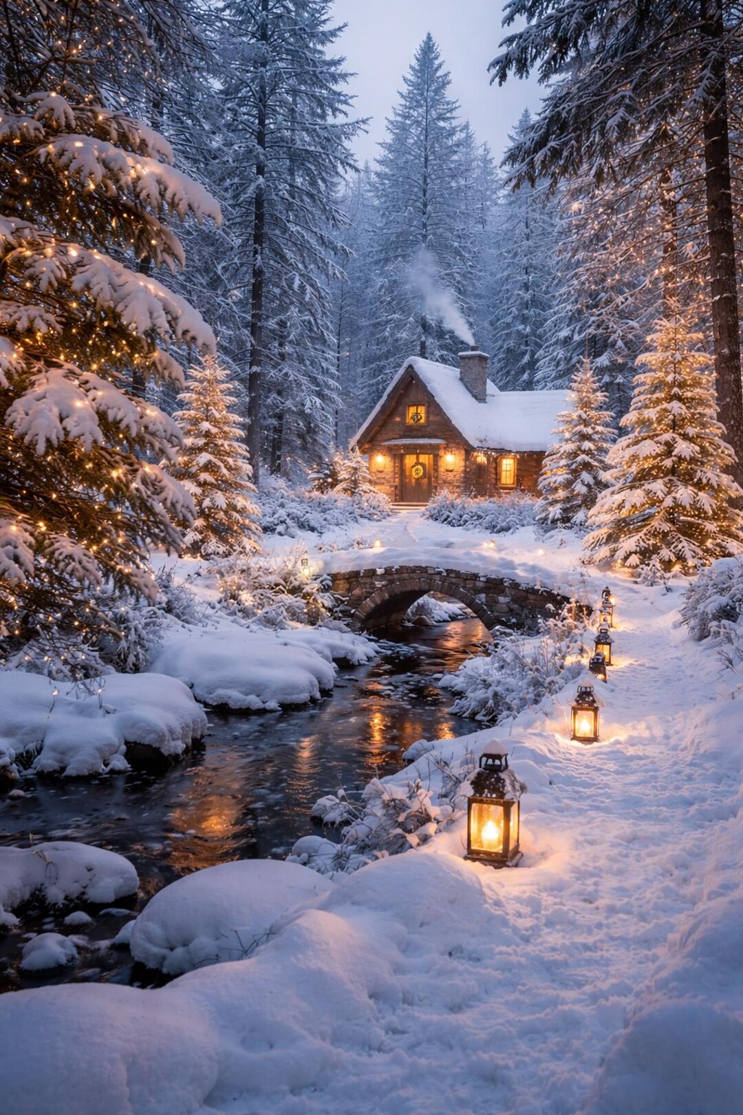 DIGITAL DOWNLOAD | Winter Wonderland Cabin | Snowy Forest Cottage ...