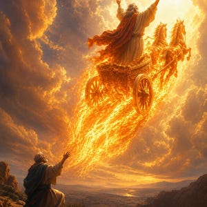 DIGITAL DOWNLOAD | Elijah Taken to Heaven in a Chariot of Fire Art | Biblical Christian Decor | Old Testament Scripture Art | Faith Decor