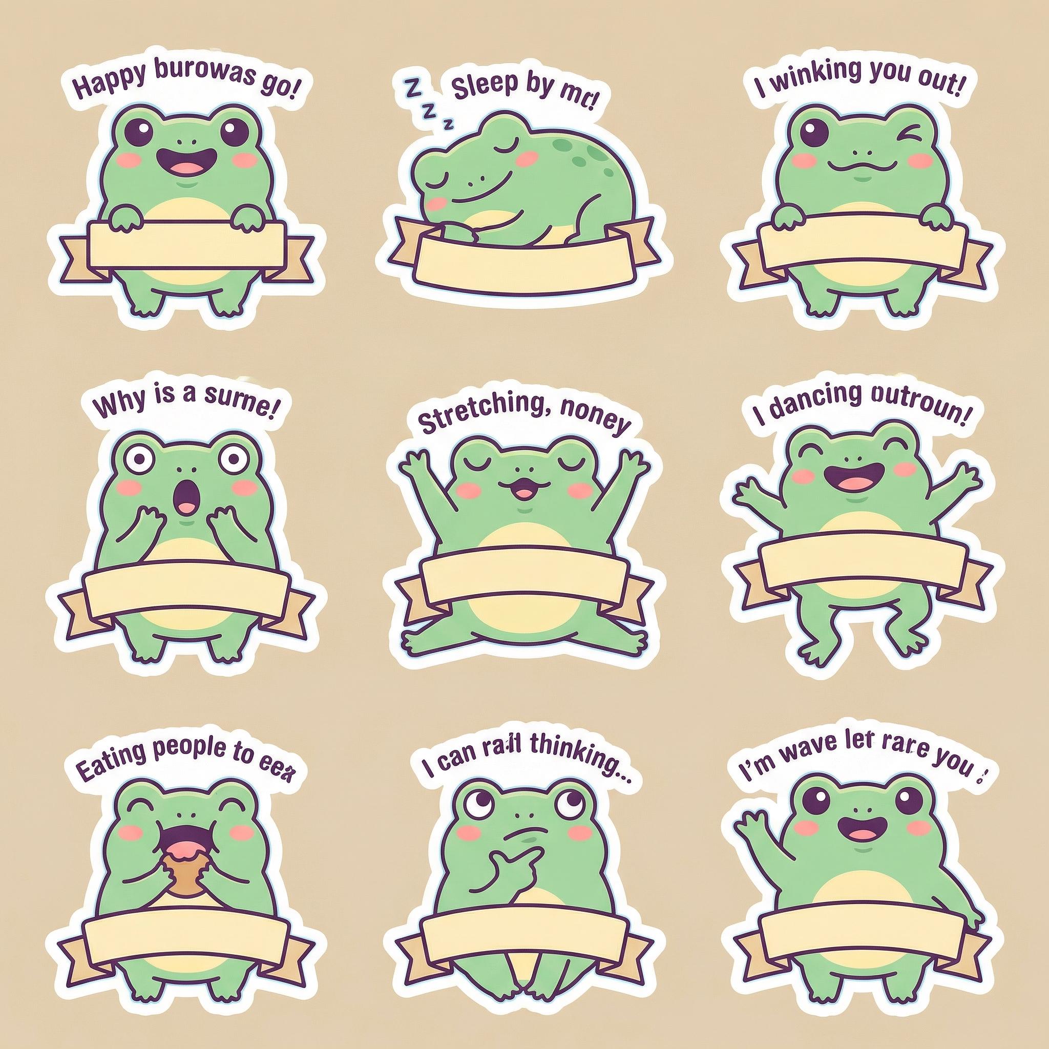 Personalized Cute Frog Sticker Sheet | Kawaii Vinyl Waterproof Stickers ...