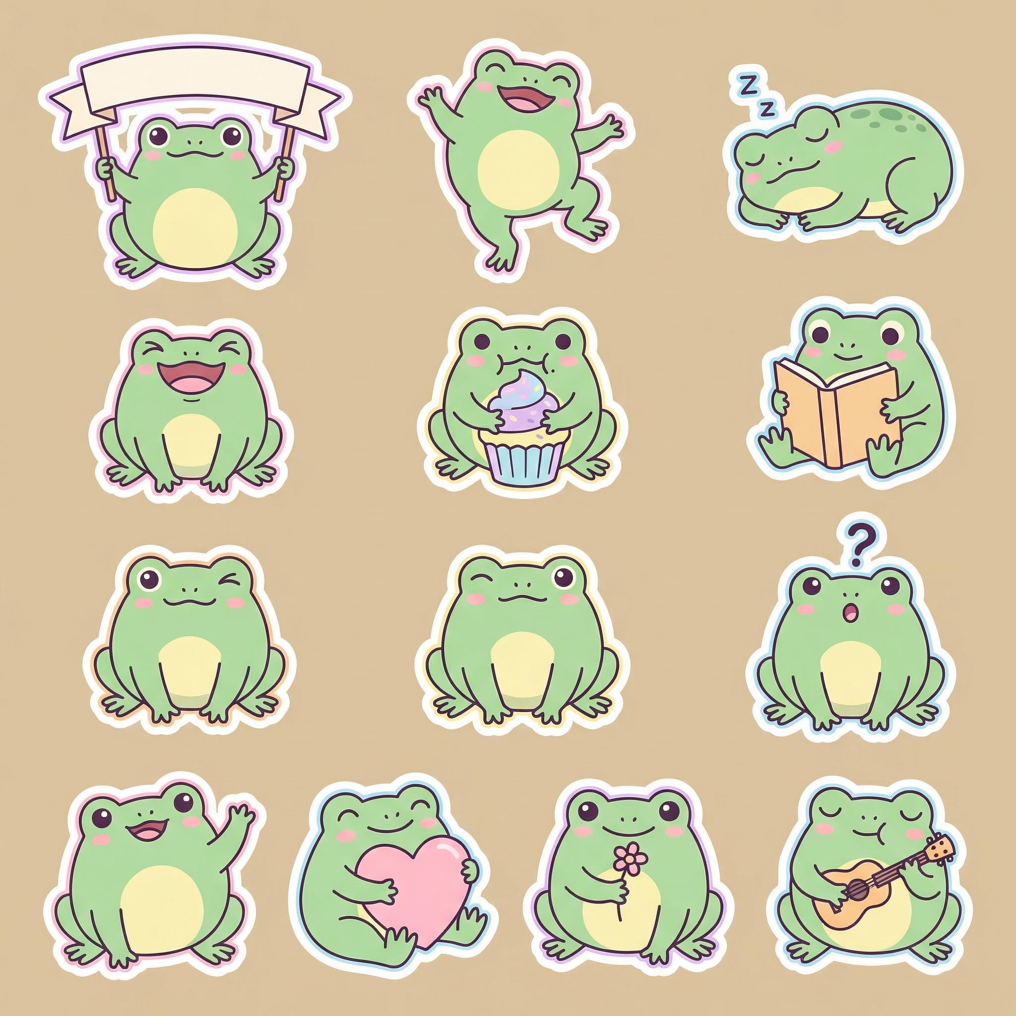 Personalized Cute Frog Sticker Sheet | Kawaii Vinyl Waterproof Stickers ...