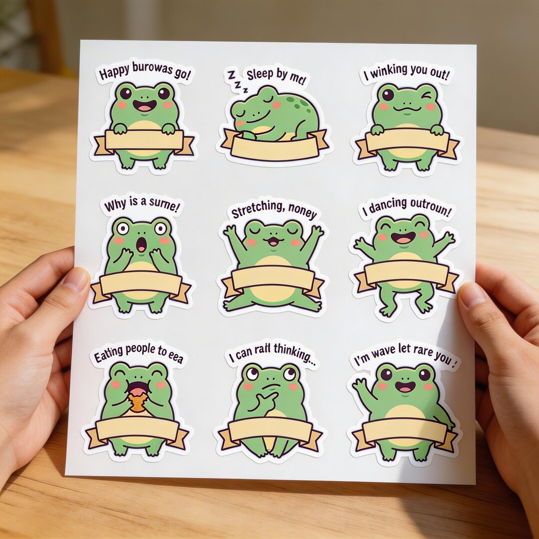 Personalized Cute Frog Sticker Sheet | Kawaii Vinyl Waterproof Stickers ...