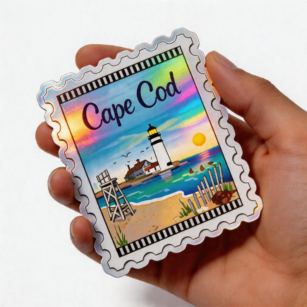 Cape Cod Lighthouse Sticker, Coastal Massachusetts Beach Sunset Vinyl ...