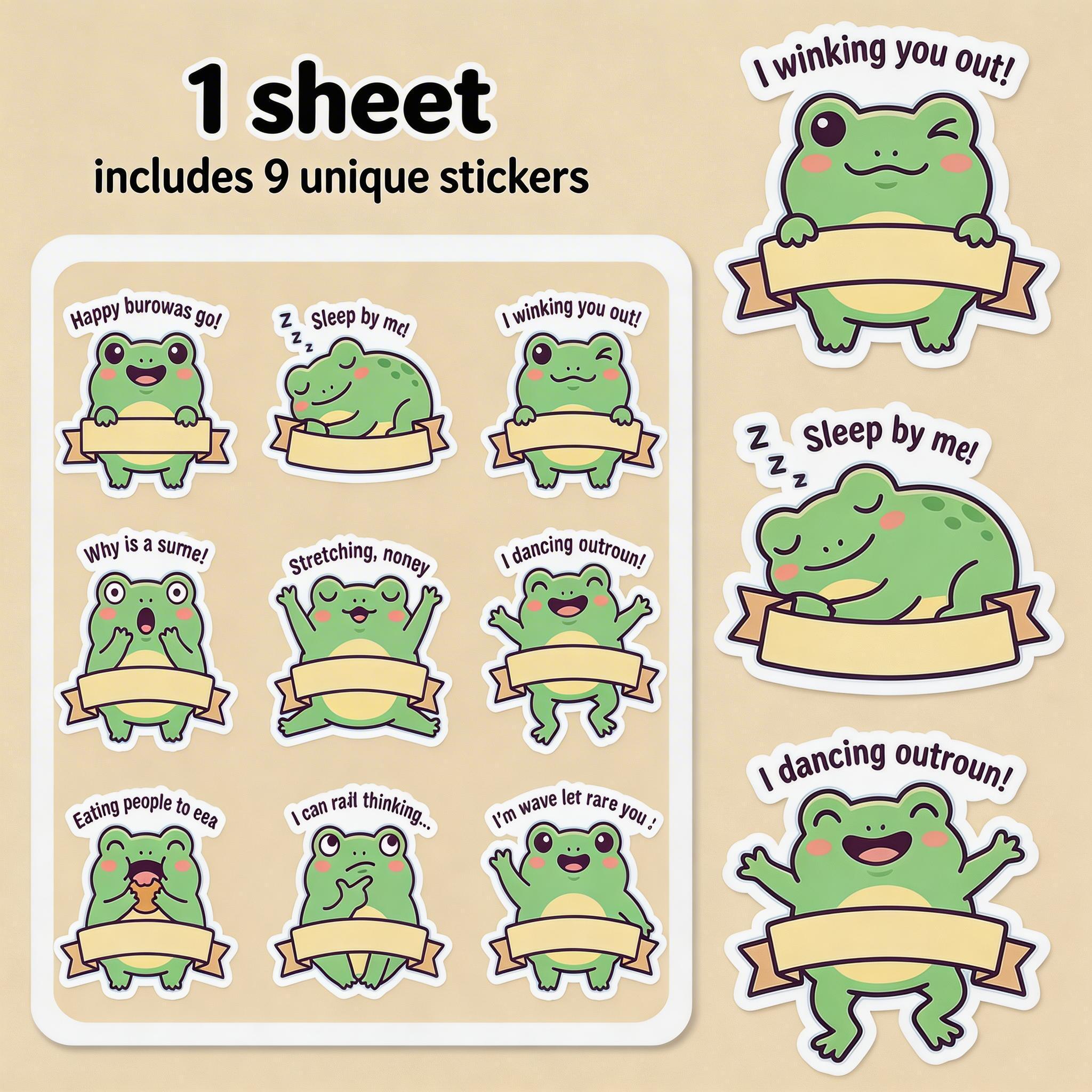 Personalized Cute Frog Sticker Sheet | Kawaii Vinyl Waterproof Stickers ...