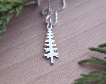 Lone Pine - minimalist silver pine tree pendant
