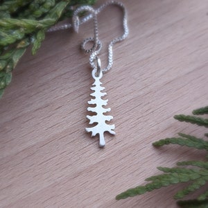 Lone Pine - minimalist silver pine tree pendant