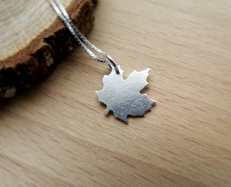 Maple leaf pendant silver leaf necklace image 1