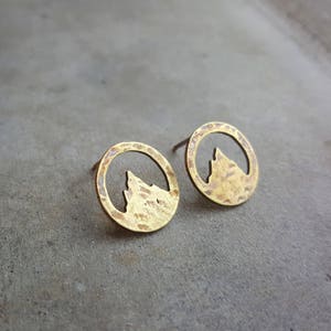 Mountain Studs - Brass Mountain Earrings