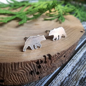 Silver Grizzly Bear Studs