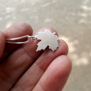 Maple leaf pendant silver leaf necklace image 2