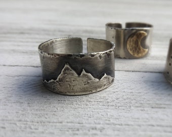 Mountain Peaks Ring- silver mountain range ring