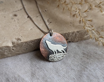 Howling Wolf Pendant - full moon Necklace