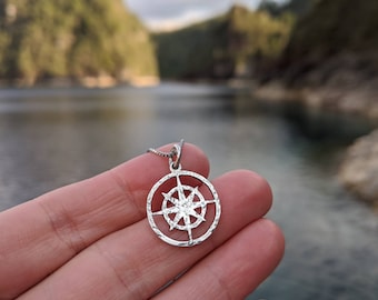 Silver Compass Necklace