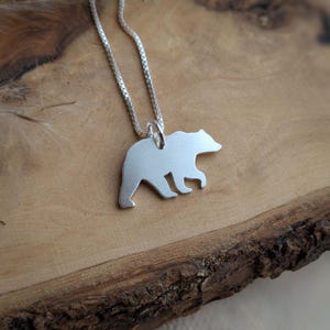 Silver Grizzly Bear Pendant - Sterling Silver Bear Necklace