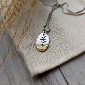 Silver Spruce - Mixed metal evergreen tree necklace