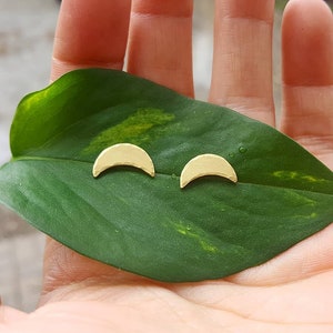 Crescent Stud - Brass Inverted Crescent Moon Stud Earring