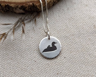 Mother Loon Necklace - sterling silver