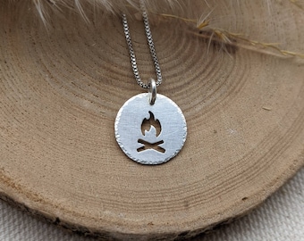 Campfire Necklace - silver bonfire charm
