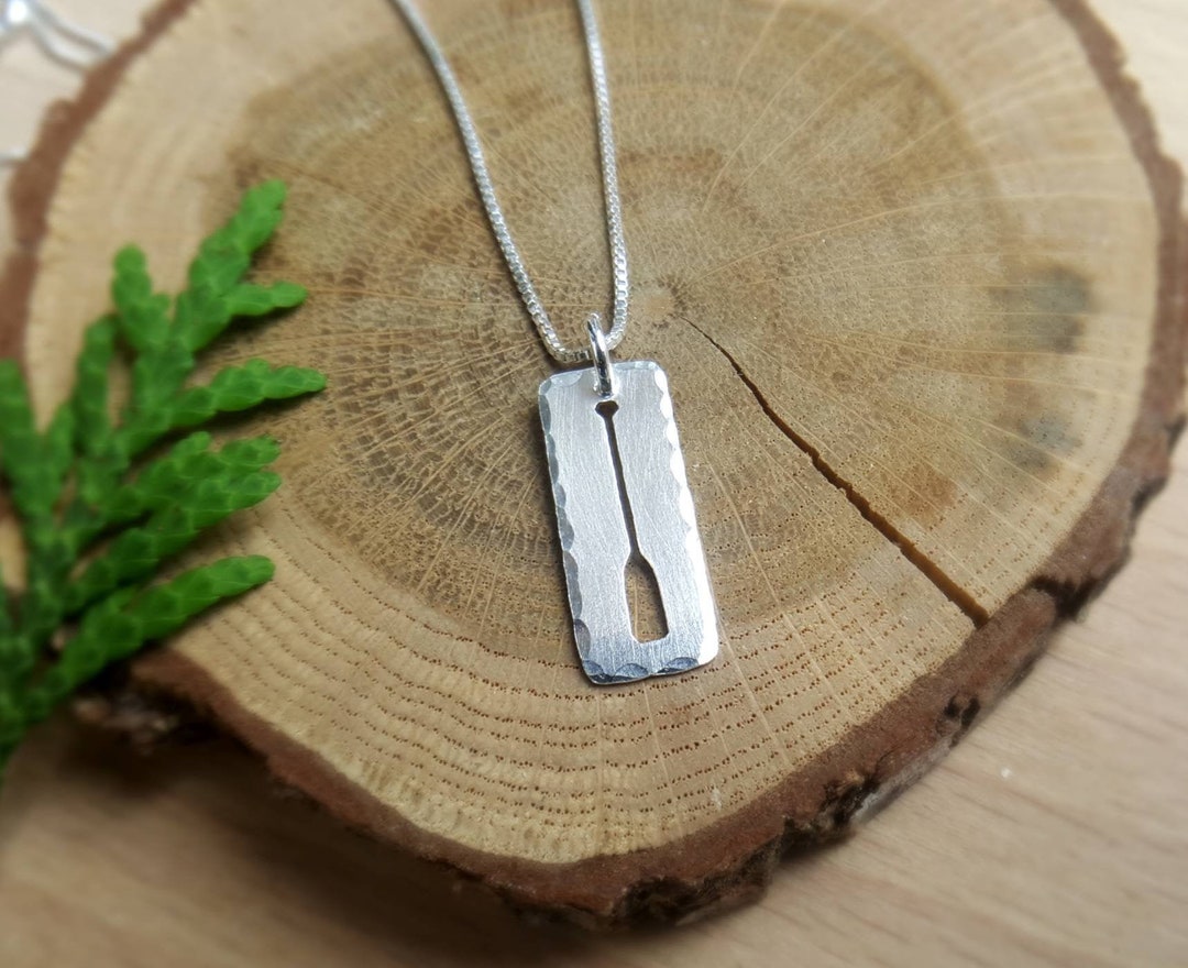 Paddle on Sterling Silver Canoe Paddle Necklace - Etsy