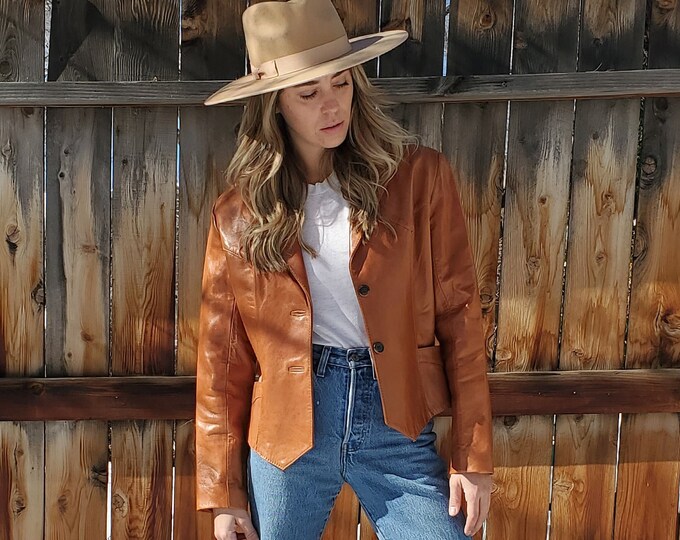 Vintage Brown Leather Moto Western Rancher Jacket / Vintage - Etsy