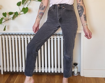 Vintage size 25 faded black Levis 512 jeans / super worn faded soft thrashed thin Levis black faded size 25 tight high waist mom jeans 90s