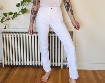 Vintage size 25 white Guess Georges Marciano jeans / vintage guess 80s 90s white skinny high waist mom jeans XS size 25 / white denim sz 25