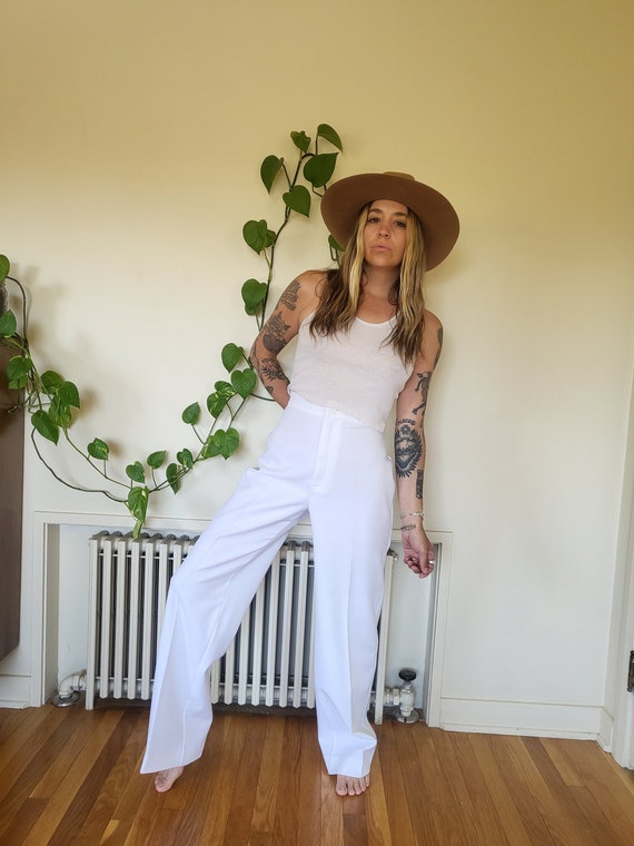 Vintage size 29 white Levis poly trouser pants / … - image 1