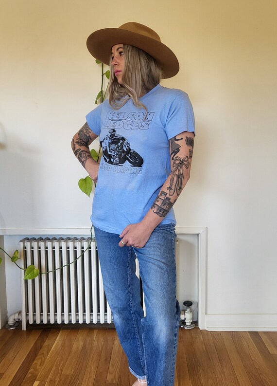 Vintage Nelson Ledges paper thin baby blue tee / … - image 5