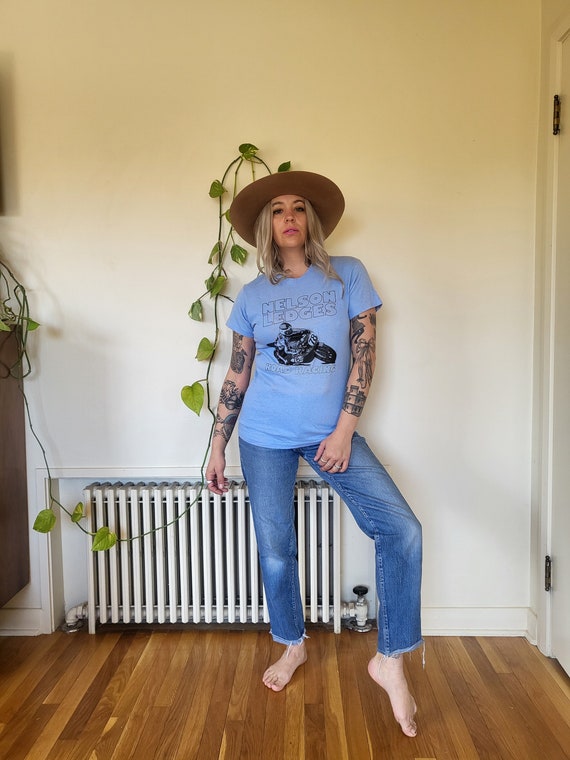 Vintage Nelson Ledges paper thin baby blue tee / m