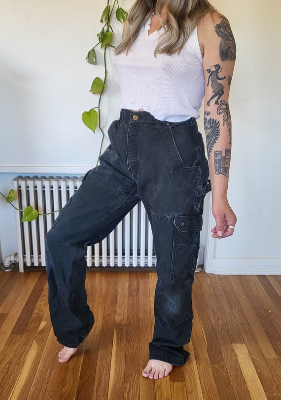 Vintage size 33 black Carhartt cargo pants / blac… - image 4