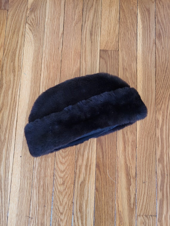 vintage black fur winter military hat size large … - image 10