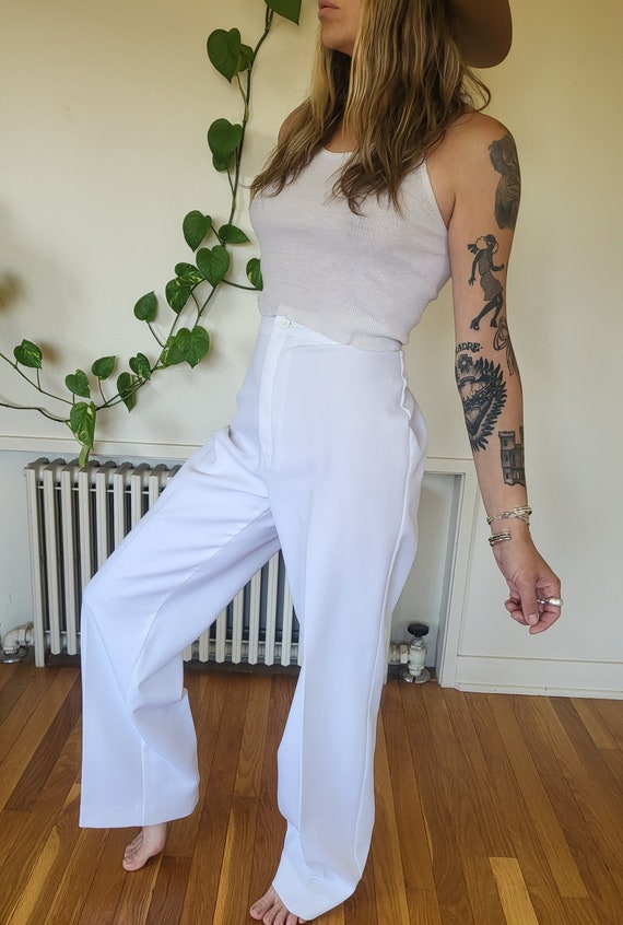 Vintage size 29 white Levis poly trouser pants / … - image 4