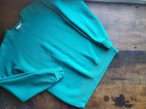 Vintage cheetah by Mervyns teal raglan sweatshirt
