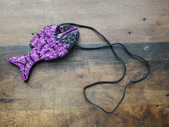 vintage sequin fish bag / vinage sequin evening ba