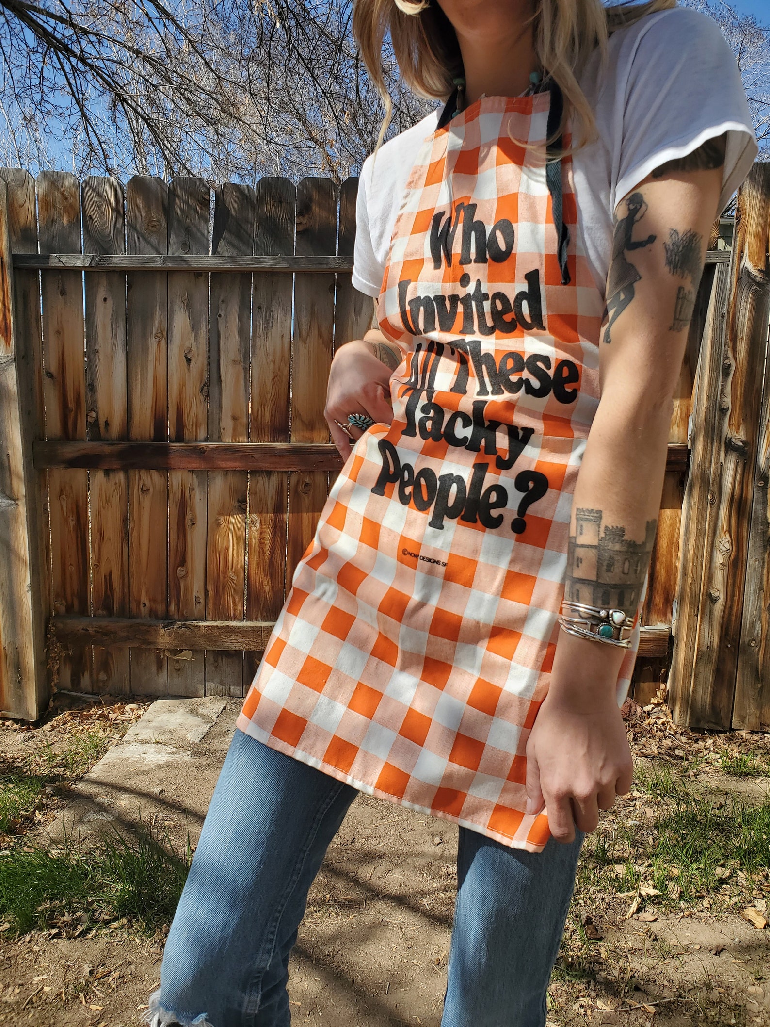orange gingham pants