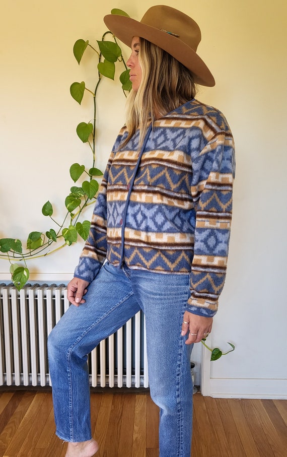 Vintage aztec print super soft crop layering coat… - image 4