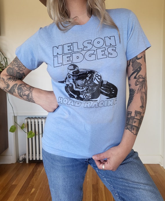 Vintage Nelson Ledges paper thin baby blue tee / … - image 3