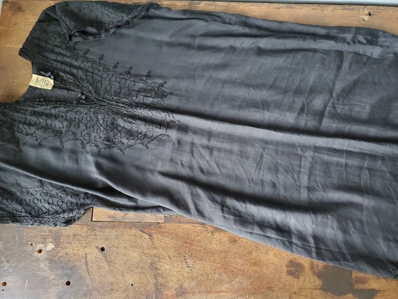 Vintage black embroidered cotton Moroccan dress /