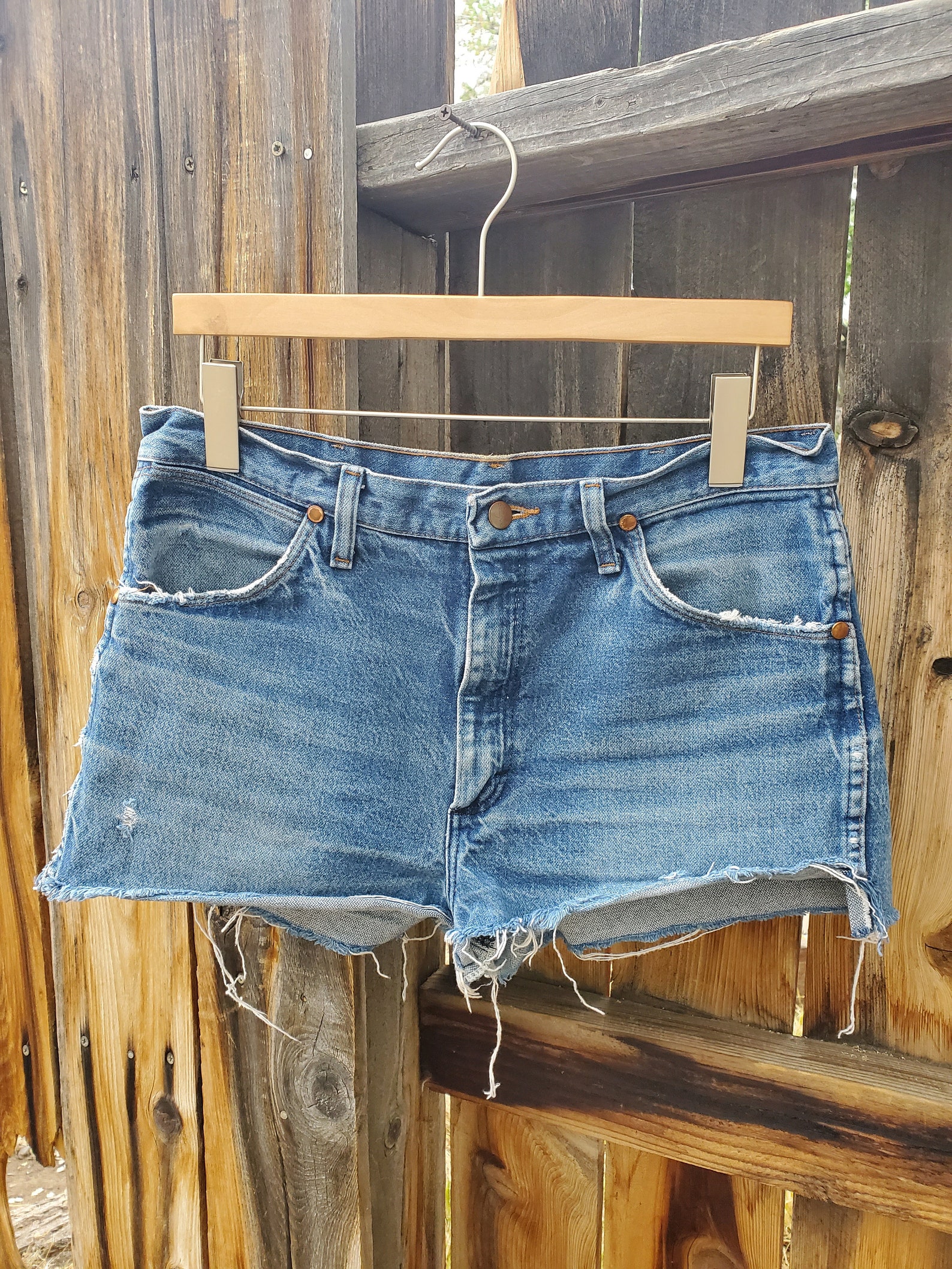 Vintage Size 33 Wrangler Worn Thin Jean Shorts / Wrangler Jean | Etsy