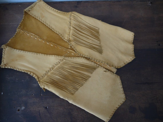 Vintage Fringe Buck Skin Suede Vest 1930s / Vintag