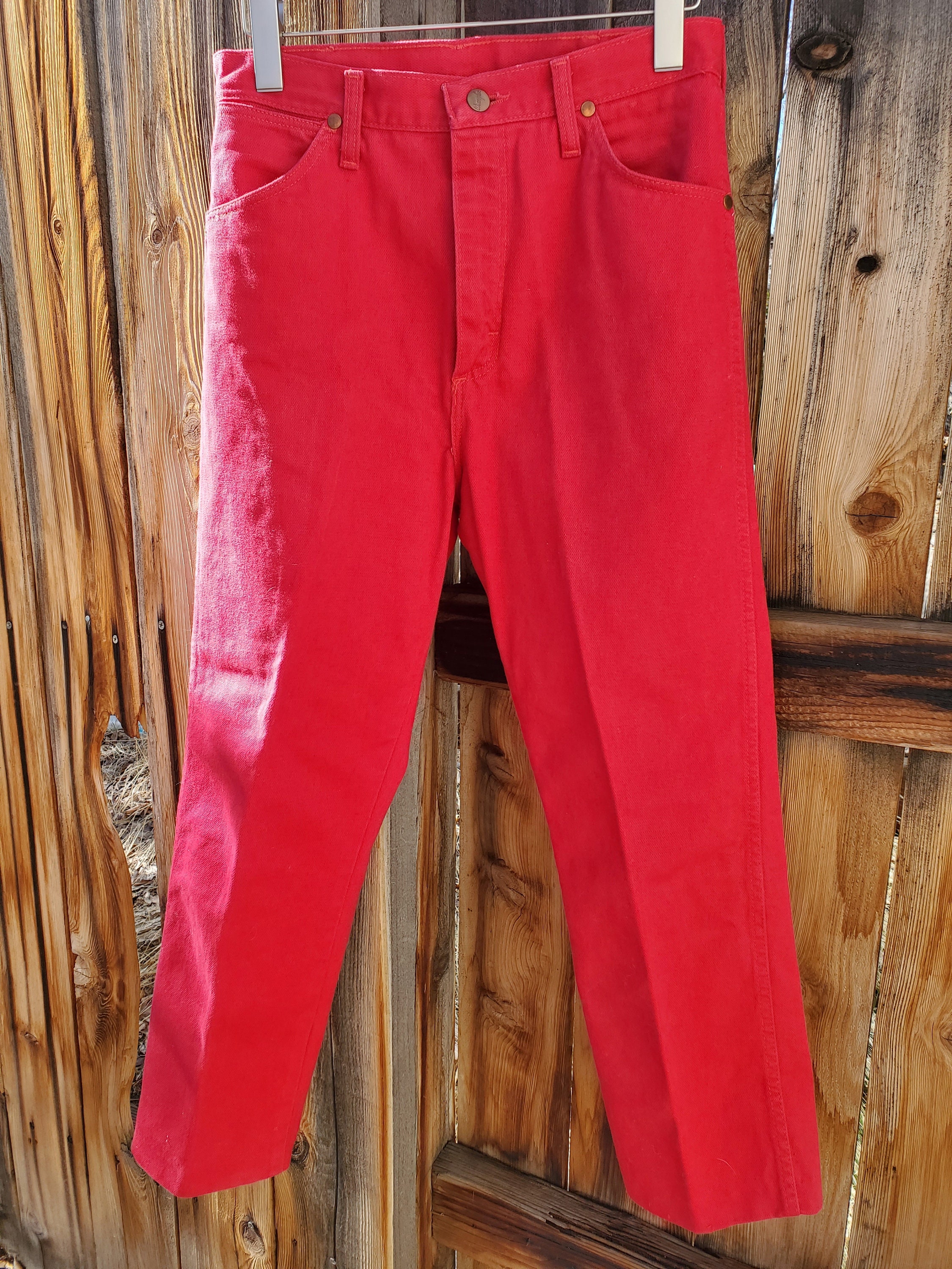 Vintage faded cherry red Wrangler jeans / 1980s Bright Red | Etsy
