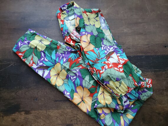 Vintage small fitted floral hawaiian print jumpsui